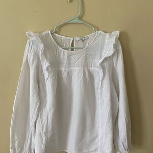 Madewell White Ruffled Blouse